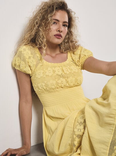 Floral Lace Milkmaid Maxi Dress