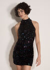 Velvet Sequin Mini Dress, Assorted, large