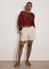 Boho Floral Cotton Crochet Top, Burgundy, large