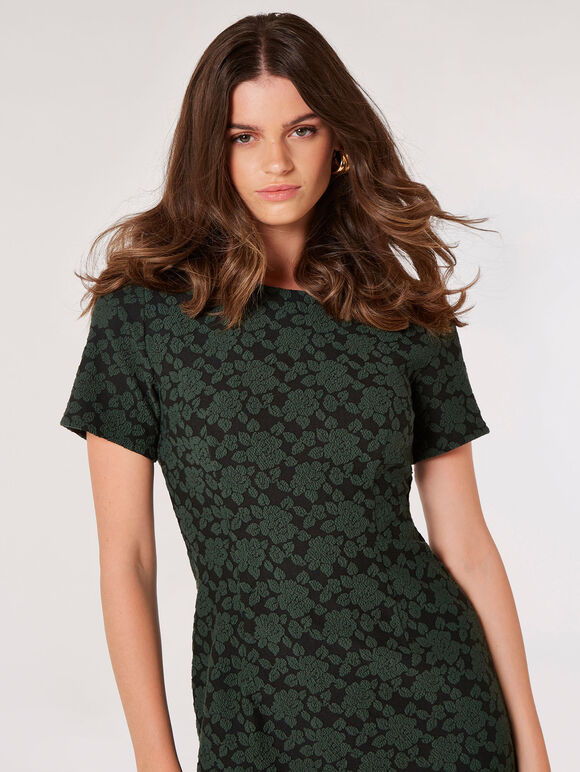 Mini-robe Rose Jacquard, Vert, large