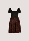Leopard Print Jersey Mini Dress, Brown, large