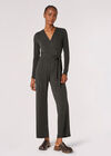 Teardrop Wrap Jersey Jumpsuit, Green, large