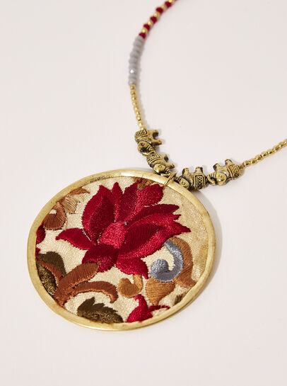 Embroidered Circle Necklace