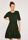 Ribbed Skater Dress, Green, large