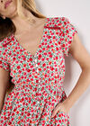 Ditsy Floral Button Down Midi Dress, White, large