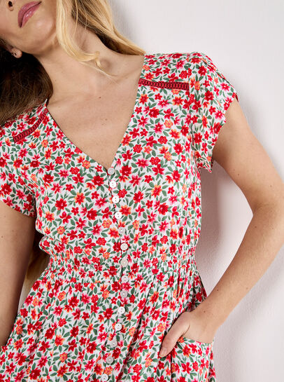 Ditsy Floral Button Down Midi Dress