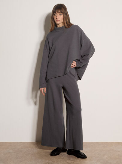 Waffle Jersey Knit Oversized Top