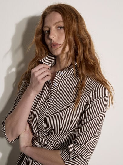 Cotton Stripe Shirt Mini Dress