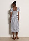 Stripe Milkmaid Midaxi Dress, Navy, large