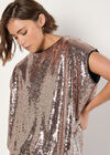 Sequin Cocoon Top, Brown, large