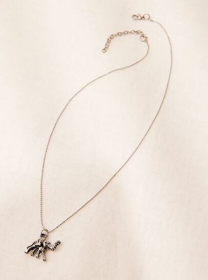 Silver Tone Elephant Pendant Necklace