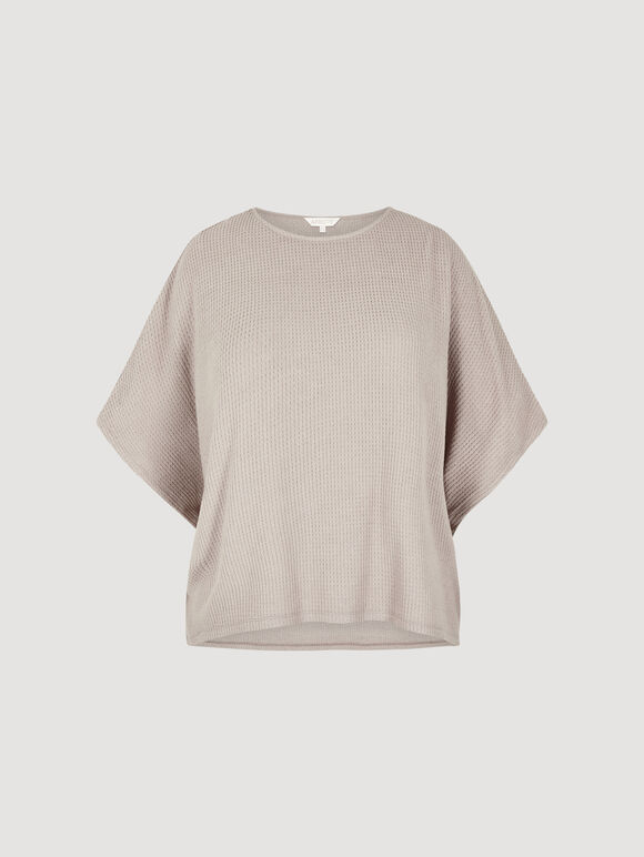 Curve Waffle Knit Top, Stone, large