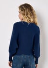 Batwing Ribbed Knit Crop Jumper, Blue, large