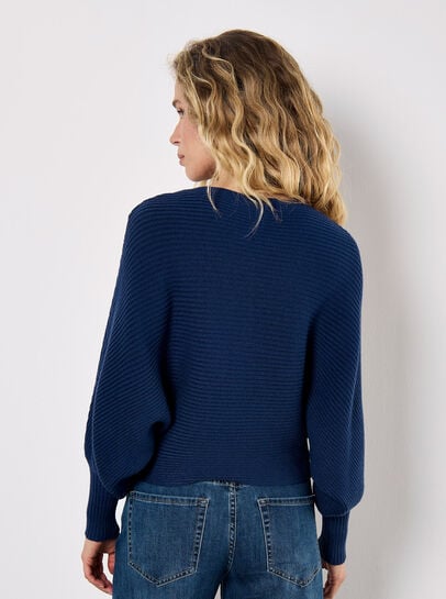 Batwing Ribbed Knit Crop Jumper