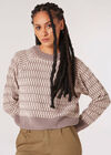 Cropped Chenille Twisted Cable Jumper, Stone, large