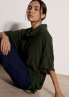 Roll Neck Oversized Top, Green, large