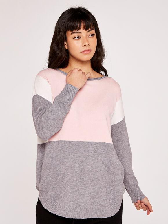 Colourblock Jumper, Pink, large