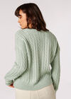 Cricket-Pullover mit Zopfmuster, Mintgrün, groß