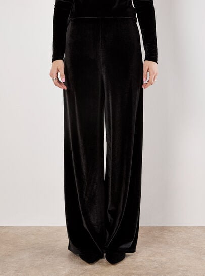 Wide Leg Velvet Trousers