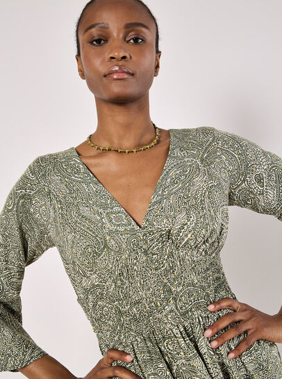 Metallic Dobby Paisley Mini Dress