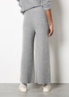 Waffle Knit Wide Leg Trousers, Grey, large