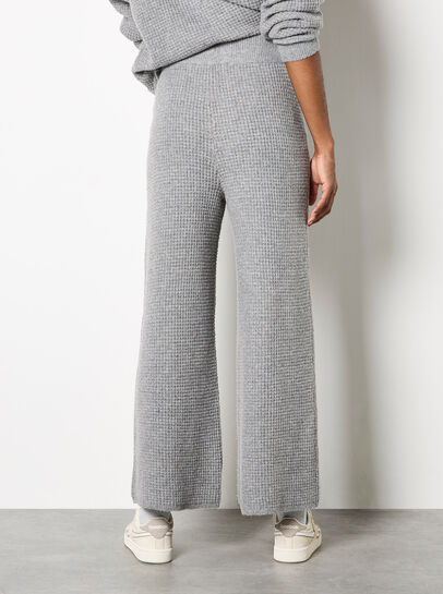 Waffle Knit Wide Leg Trousers