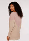 Chevron Ribbed  Batwing Jumper, Pink, large