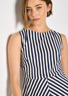 Stripe Jersey Knit Mini Dress, Navy, large
