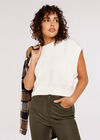 Ribbed Knit Vest, White, large