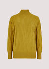 Jacquard Mock Neck Jumper, Mustard, large