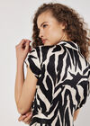 Textured Satin Zebra Print Midi Dress, Cream, large