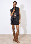 Sleeveless Denim Jacket, Black, large