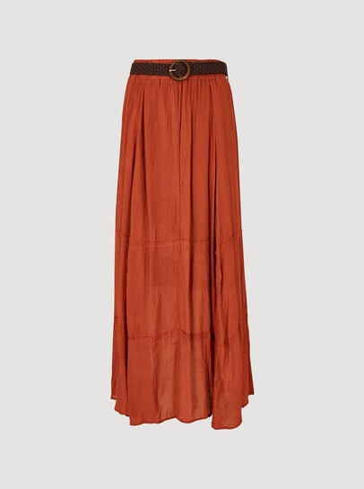 Slub Shimmer Maxi Skirt