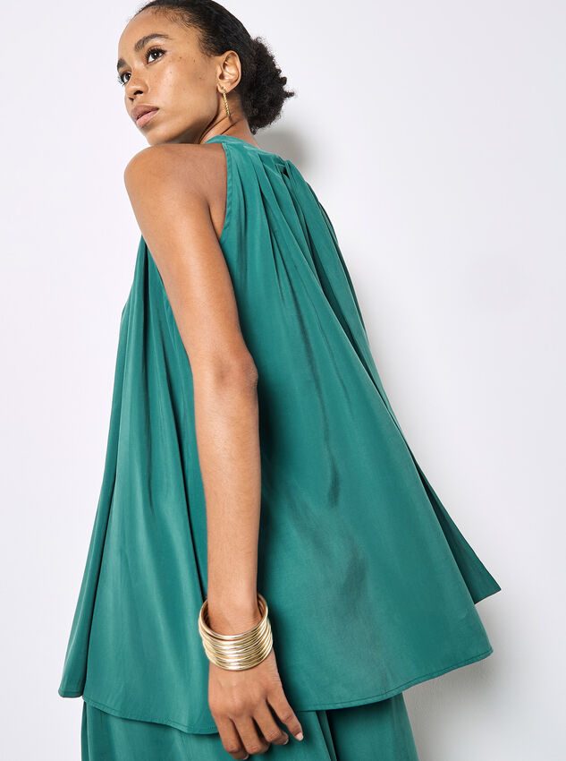 Soft Pleat Tunic Top, Teal, large