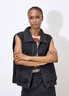 Sleeveless Denim Jacket, Black, large