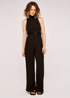 Waffle Halter Neck Jumpsuit, Black, large