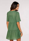Broderie Anglaise Mini Dress, Khaki, large