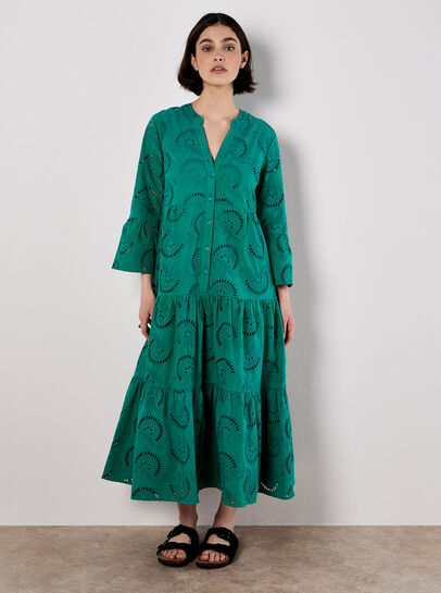 Broderie Tiered Midi Dress