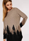 Tree Intarsia Knitted Top, Stone, large