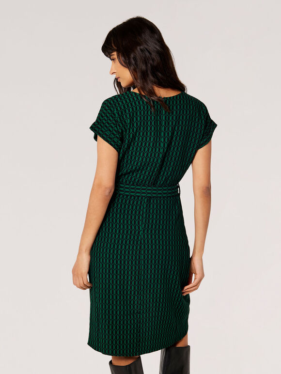 Mini-robe portefeuille à imprimé ovale, Vert, grand