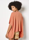 Waffle Knit Tunic Top, Coral, large
