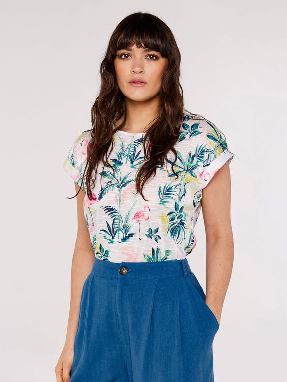 Flamingo Palms T-Shirt, Pink, large