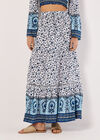 Sarasa Floral Tiered Maxi Skirt, Cream, large