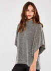 Roll Neck Boucle Cape, Black, large