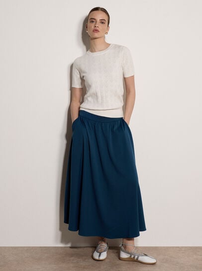 Pointelle Hearts Knitted T-Shirt