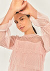 Dobby Mesh Layer Tier Top, Pink, large