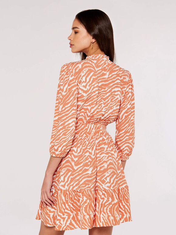 Zebra Mini Dress, Coral, large