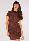 Chevron Jacquard Knit Mini Dress, Rust, large