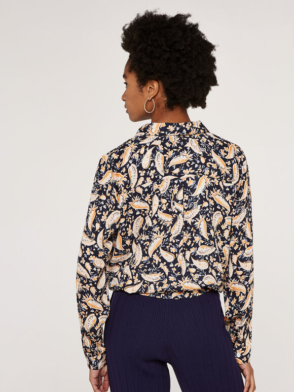 Watercolour Paisley  Top, Navy, large