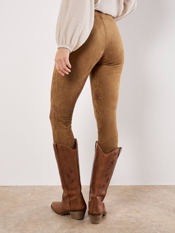 Suedette Leggings, Brown, large